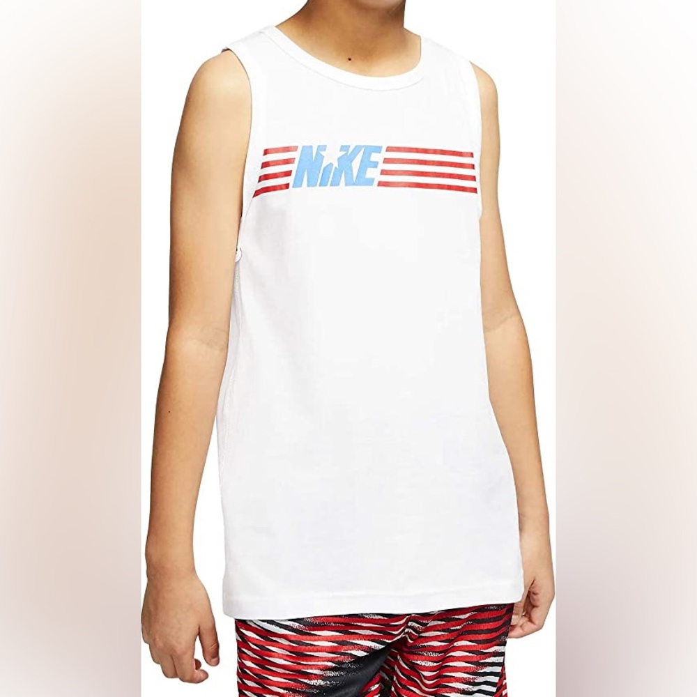 Nike Boys Small White Tank Top Americana Star